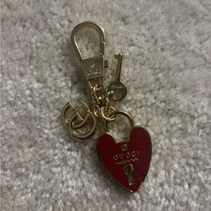 Gucci Gold and Red Heart Key Holder